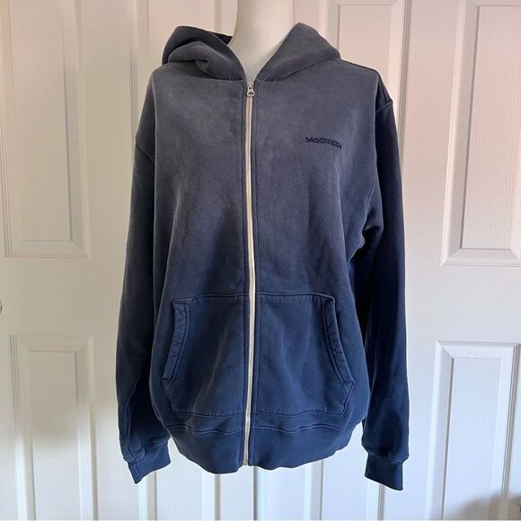 Madhappy Classics Full Zip Fleece Hoodie in Ombre Navy NEW Medium